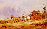 George Wright A Coach And Four On The Open Road painting